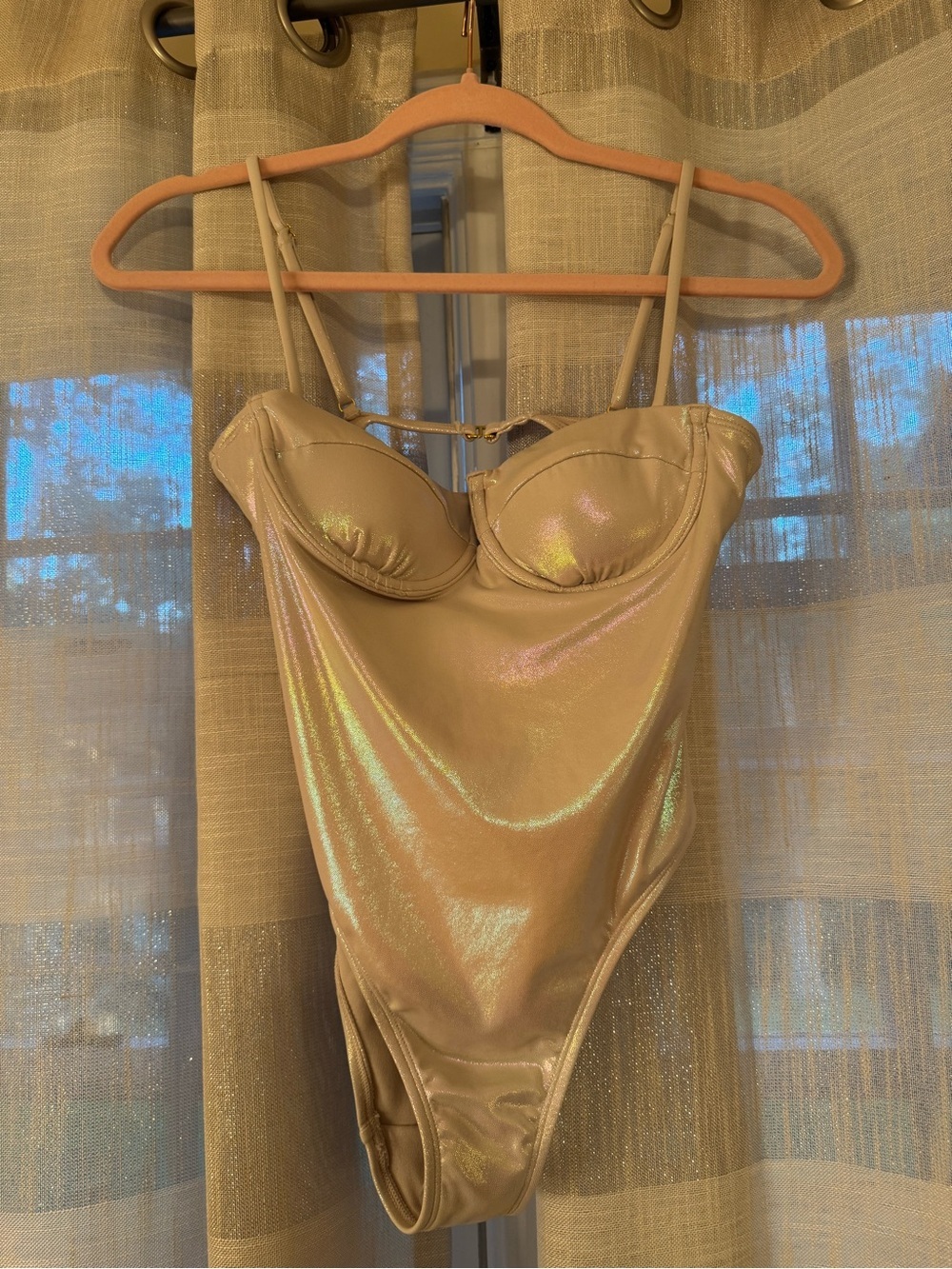 No Boundaries Iridescent Champagne One-Piece Swimsuit